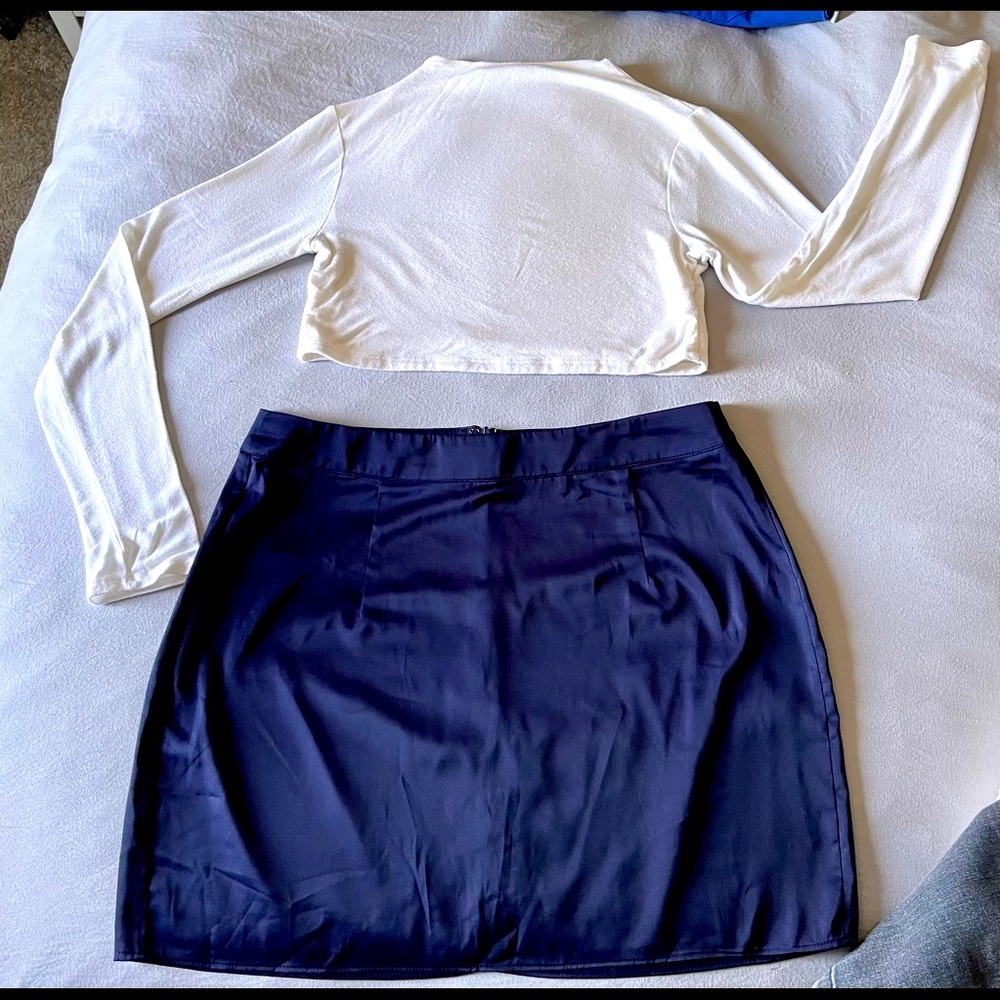 White Long Sleeve Crop and Skirt - Naked Wardrobe